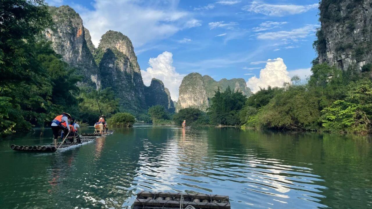 Bamboo Rafting on the Yulong River Bamboo Rafting on the Yulong River